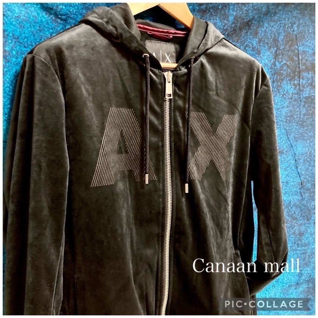 ARMANI EXCHANGE(アルマーニエクスチェンジ)の【美品】アルマーニエクスチェンジ　オフタイムもカッコよくなっちゃうベロアパーカー メンズのトップス(パーカー)の商品写真