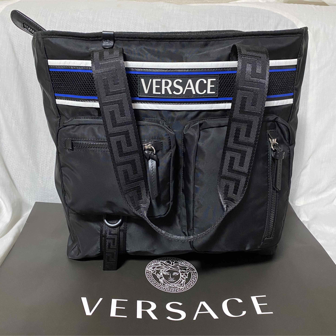 VERSACE - 本物 正規品 VERSACE メンズ レザー 肩掛け トートバッグ 黒