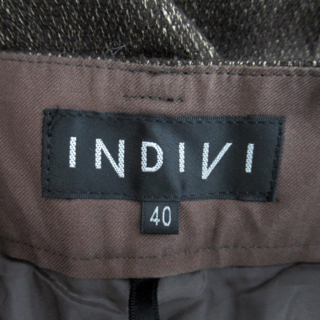 INDIVI(インディヴィ)のインディヴィ スラックスパンツ ワイドパンツ ロング丈 無地 ウール 40 茶 レディースのパンツ(その他)の商品写真