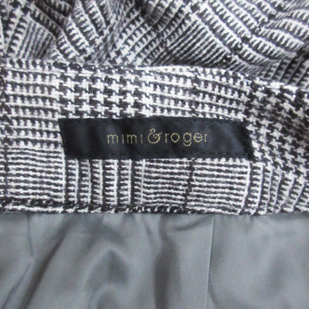 mimi&roger(ミミアンドロジャー)のミミ&ロジャー ガウチョパンツ ワイドパンツ グレンチェック柄 36 白 黒 レディースのパンツ(その他)の商品写真