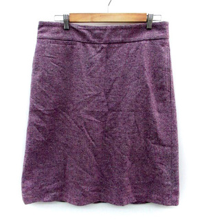ランズエンド フレアスカート ミモレ丈 ウール混 大きいサイズ 80 紫(その他)
