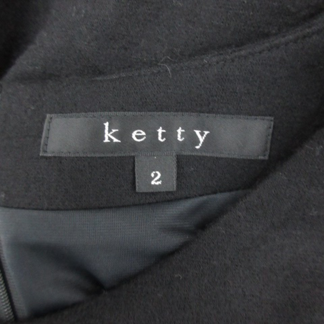 ketty(ケティ)のケティ ワンピース ミモレ丈 長袖 ラウンドネック ウール 2 ブラック 黒 レディースのワンピース(ひざ丈ワンピース)の商品写真