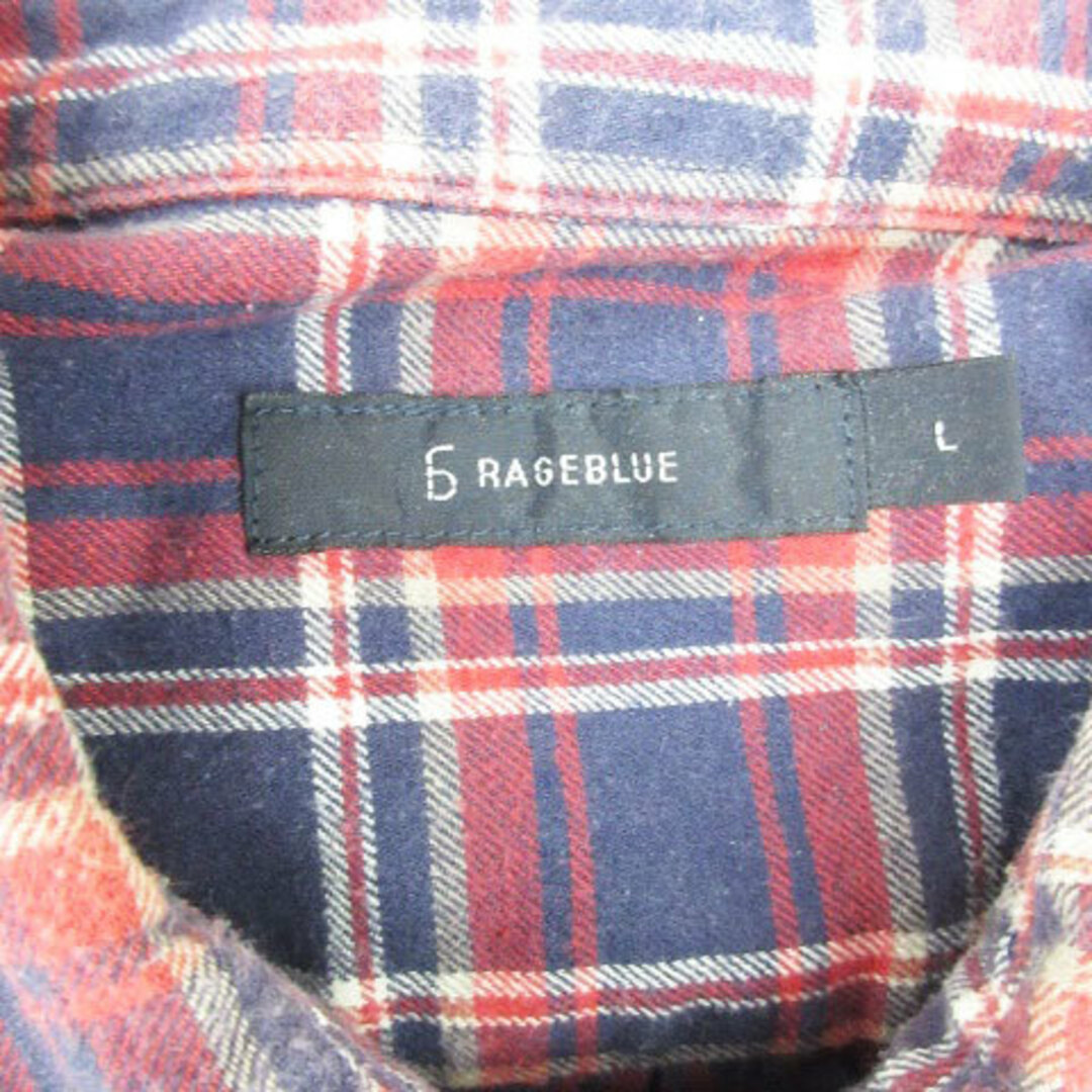 RAGEBLUE(レイジブルー)のレイジブルー RAGEBLUE カジュアルシャツ 長袖 チェック柄 L レッド メンズのトップス(シャツ)の商品写真