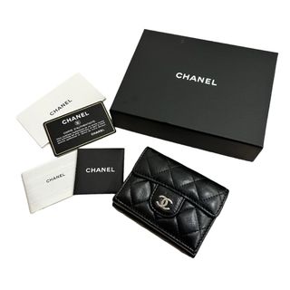 シャネル(CHANEL)のシャネル　三つ折り　コンパクト　ウォレット　財布　ラム　ブラック　ココマーク(財布)