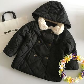 プティマイン(petit main)の新品♡petit main♡バックフリル中綿ジャケット♡黒/ユニクロ/ザラ/ボア(ジャケット/上着)