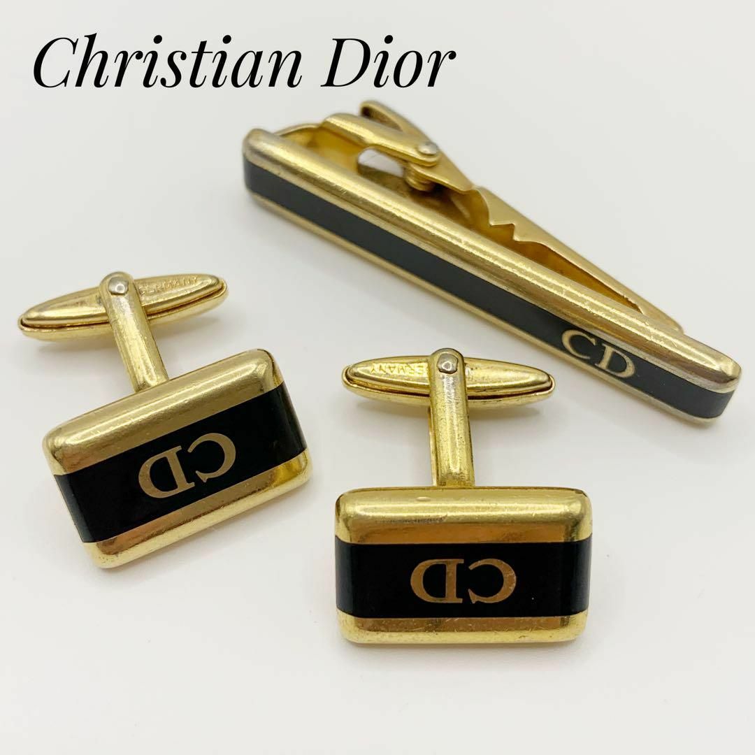 Christian Dior クリスチャンディオール タイピン ロゴ 金 黒 注目の Christian Dior クリスチャンディオール タイピン ロゴ 金 黒 注目の