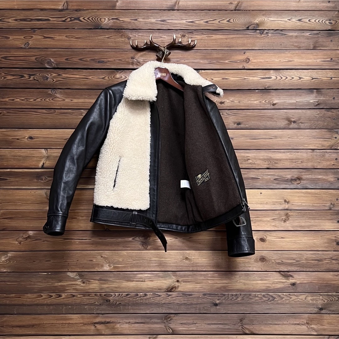 グリズリージャケット 熊ジャン 茶芯ホースハイド ライダースレザージャケット メンズのジャケット/アウター(レザージャケット)の商品写真