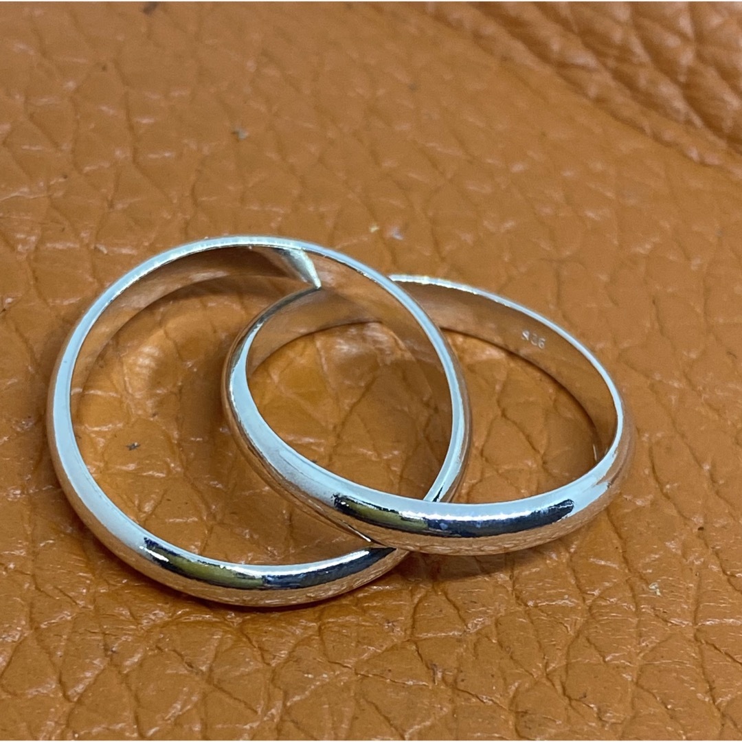 二連3ミリ　トリニティ　スターリングシルバー925リング　シンプル結婚指輪16号 メンズのアクセサリー(リング(指輪))の商品写真