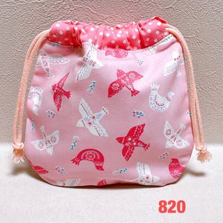 バード柄☆ハンドメイド☆巾着袋(ポーチ)