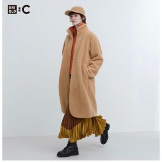 ユニクロ(UNIQLO)のボアフリーススタンドカラーコート(ロングコート)