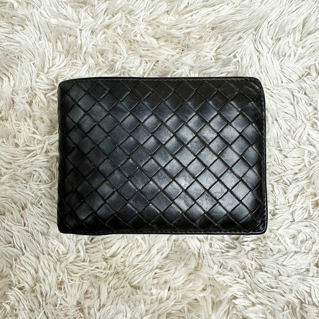 【美品】BOTTEGA VENETA　折り財布　イントレチャート　ブラウン