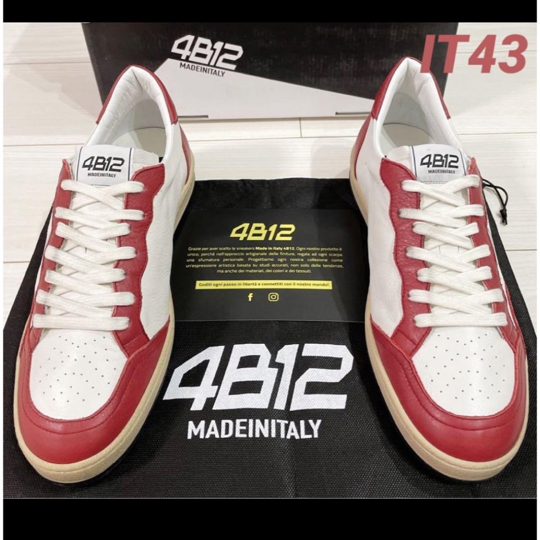 激シブ‼️【新品】4B12 ホワイト/レッド 43 イタリア製