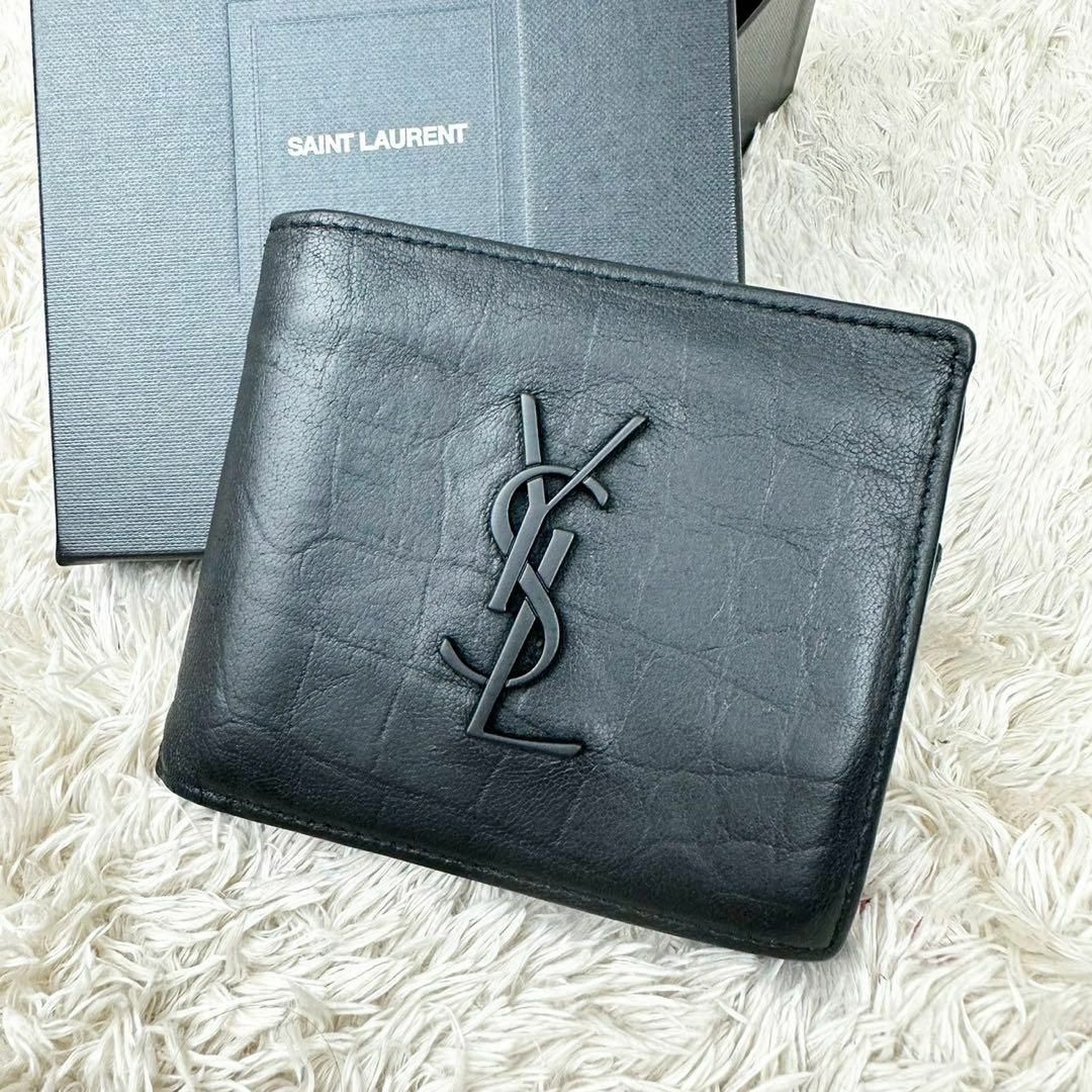 YSL ２つ折り財布　ブラック　サンローラン　財布レディース