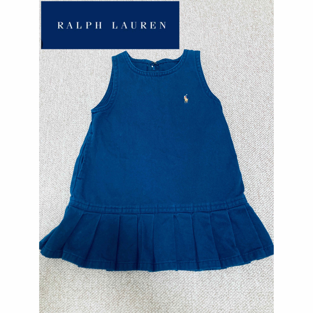 Ralph Lauren(ラルフローレン)のRALPH LAUREN  キッズデニム　ロゴ刺繍ワンピース　80cm キッズ/ベビー/マタニティのベビー服(~85cm)(ワンピース)の商品写真