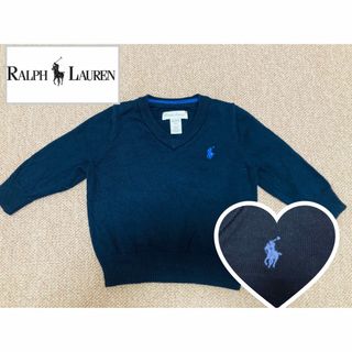 ラルフローレン(Ralph Lauren)の美品　☆ラルフローレン☆　ベイビーロゴ刺繍ニット70cmピュアコットン100%(ニット/セーター)