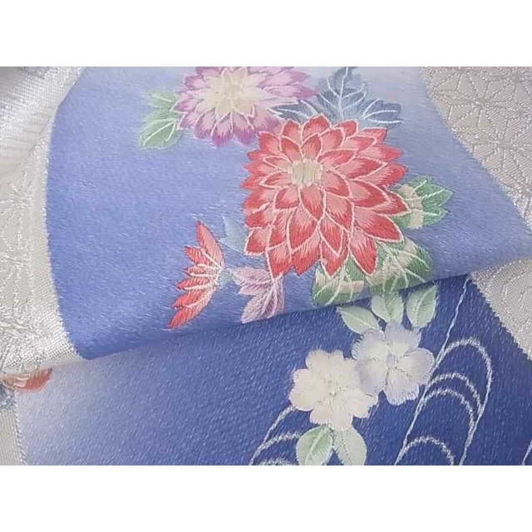 平和屋野田店■九寸名古屋帯　刺繍　地紙花鳥文　逸品　ar5355 レディースの水着/浴衣(帯)の商品写真