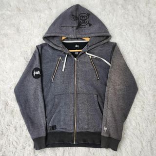 【希少】 stussy ステューシー ワッペン フルジップパーカー M グレー