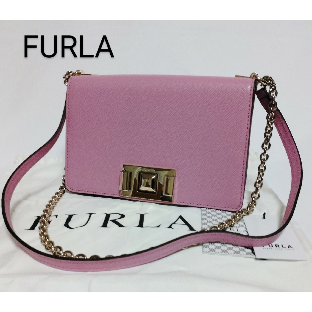 開閉方法留め金具開閉フルラ FURLA ショルダーバッグ クロスボディー  ピンク チェーン ミニ