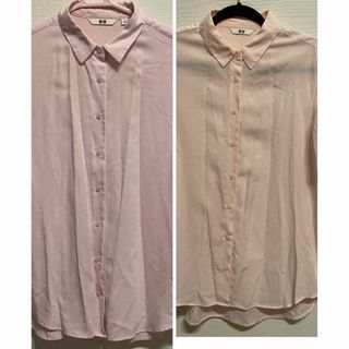 ユニクロ(UNIQLO)のUNIQLO ユニクロピンクブラウス　Sサイズ・Mサイズ2枚セット　(シャツ/ブラウス(長袖/七分))