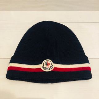 モンクレール(MONCLER)の【美品】モンクレール  ニット帽　ニットキャップ　トリコロール　ネイビー(ニット帽/ビーニー)