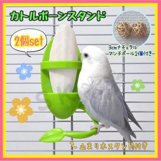 (2個セット) カトルボーン スタンド ホルダー (無着色マンチボール2個付き)(鳥)