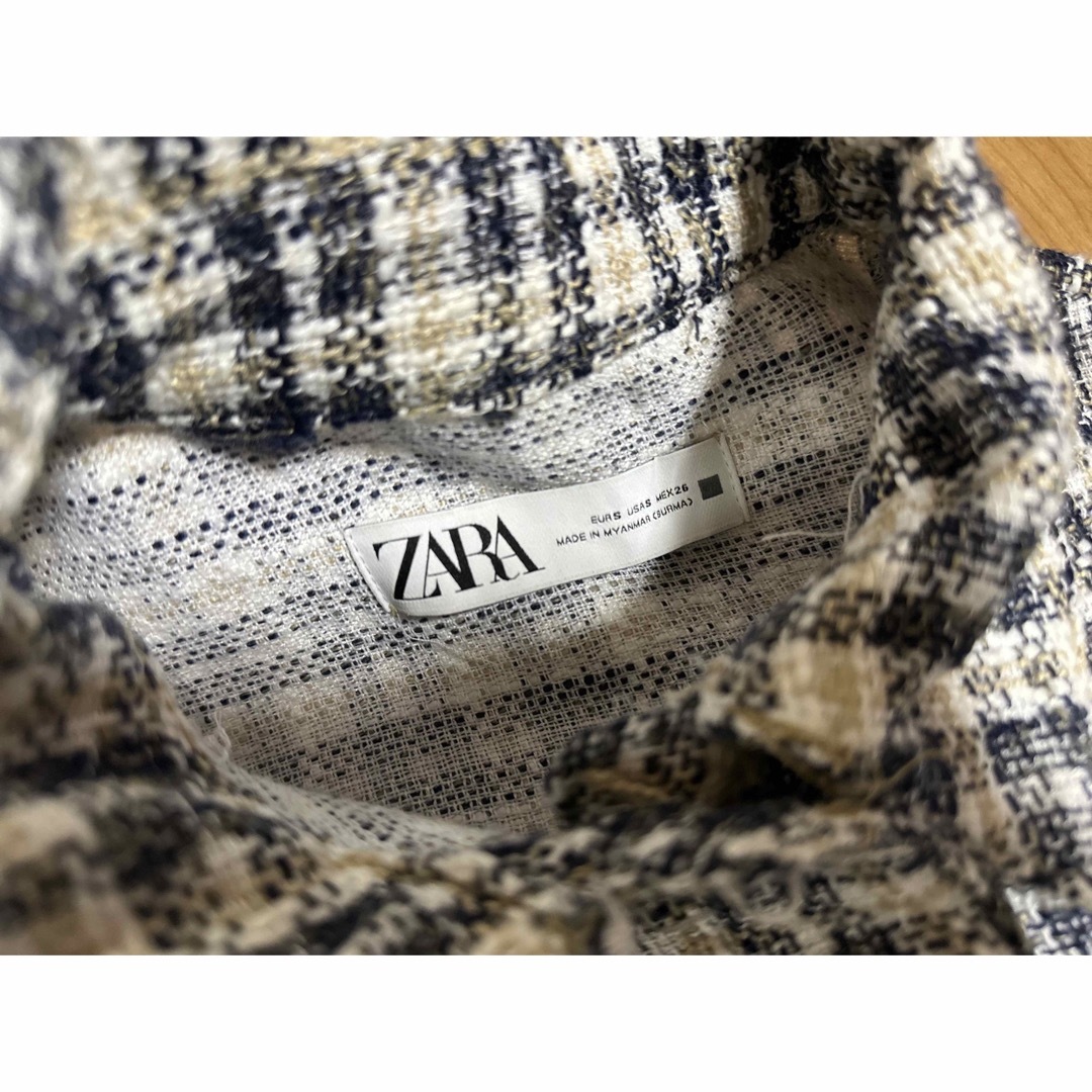 ZARA(ザラ)のZARA ザラ 春アウター ツイードジャケット チェック 韓国服 レディースのジャケット/アウター(ノーカラージャケット)の商品写真