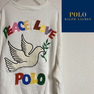 ラルフローレン　PEACE  LOVE ロゴ刺繍スウェット　トレーナー　レア