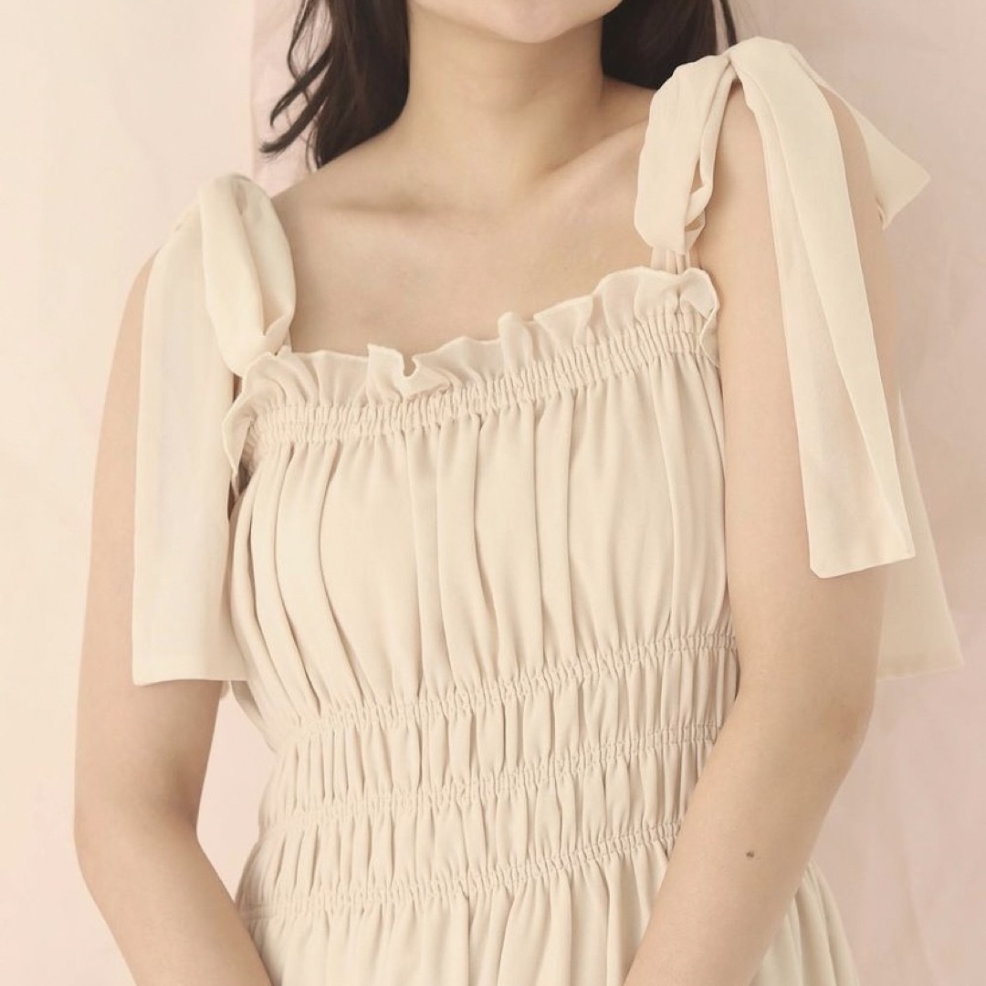 【最終値下げ】muguet chiffon ribbon shirring OP