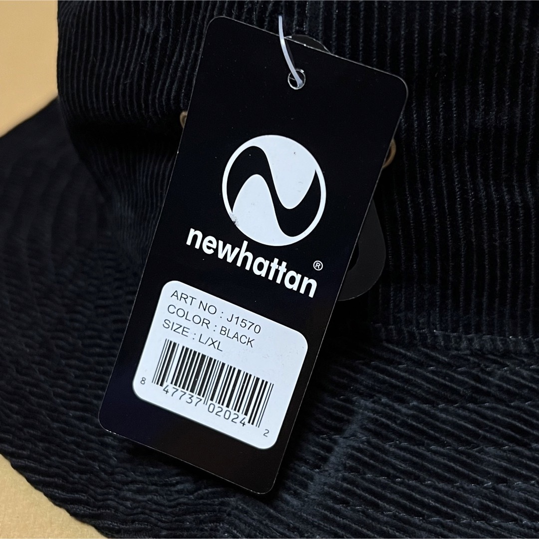 newhattan(ニューハッタン)のニューハッタン☆バケットハット☆コーデュロイ★黒バケハ☆ブラック☆L/XLサイズ レディースの帽子(ハット)の商品写真