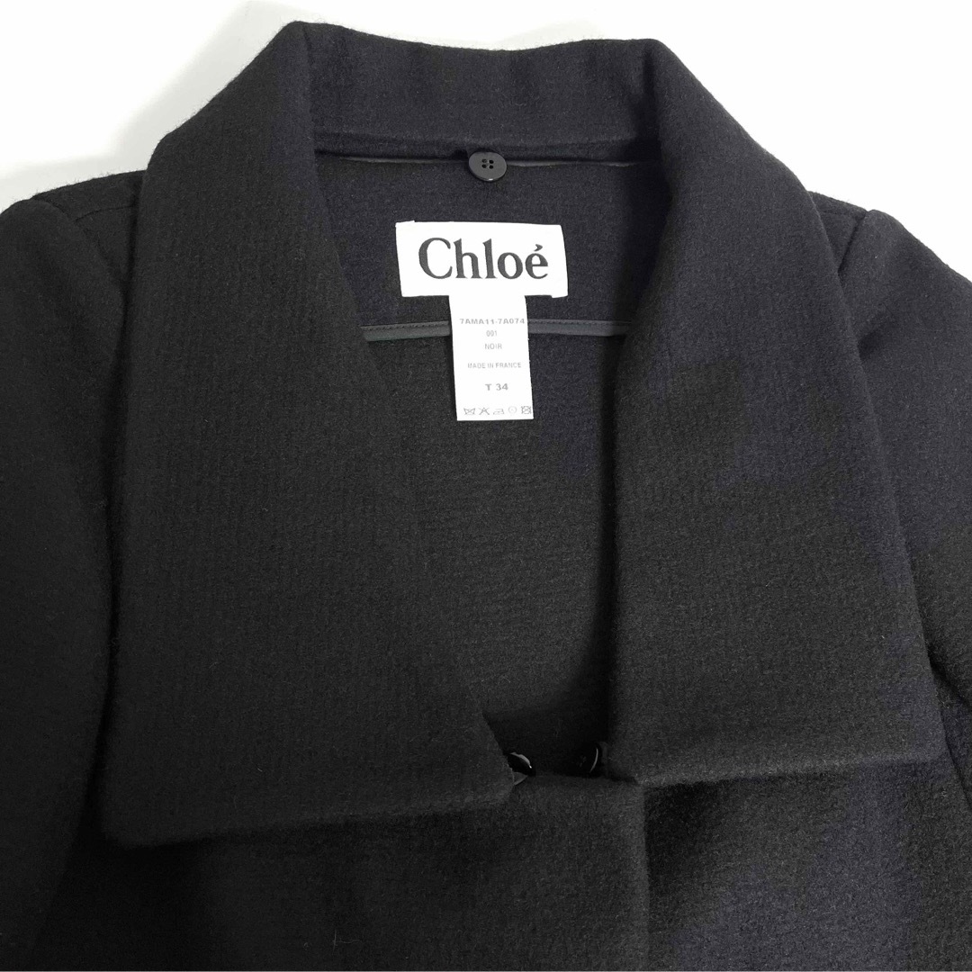 Chloe フランス製 フィービー期 ビッグカラー ウールコート 34 ブラック