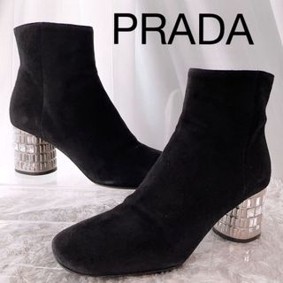 プラダ PRADA ブーツ エンジニアブーツ ショート ラムレザー レディース シューズ 靴 イタリア製 34(21cm相当) ブラック