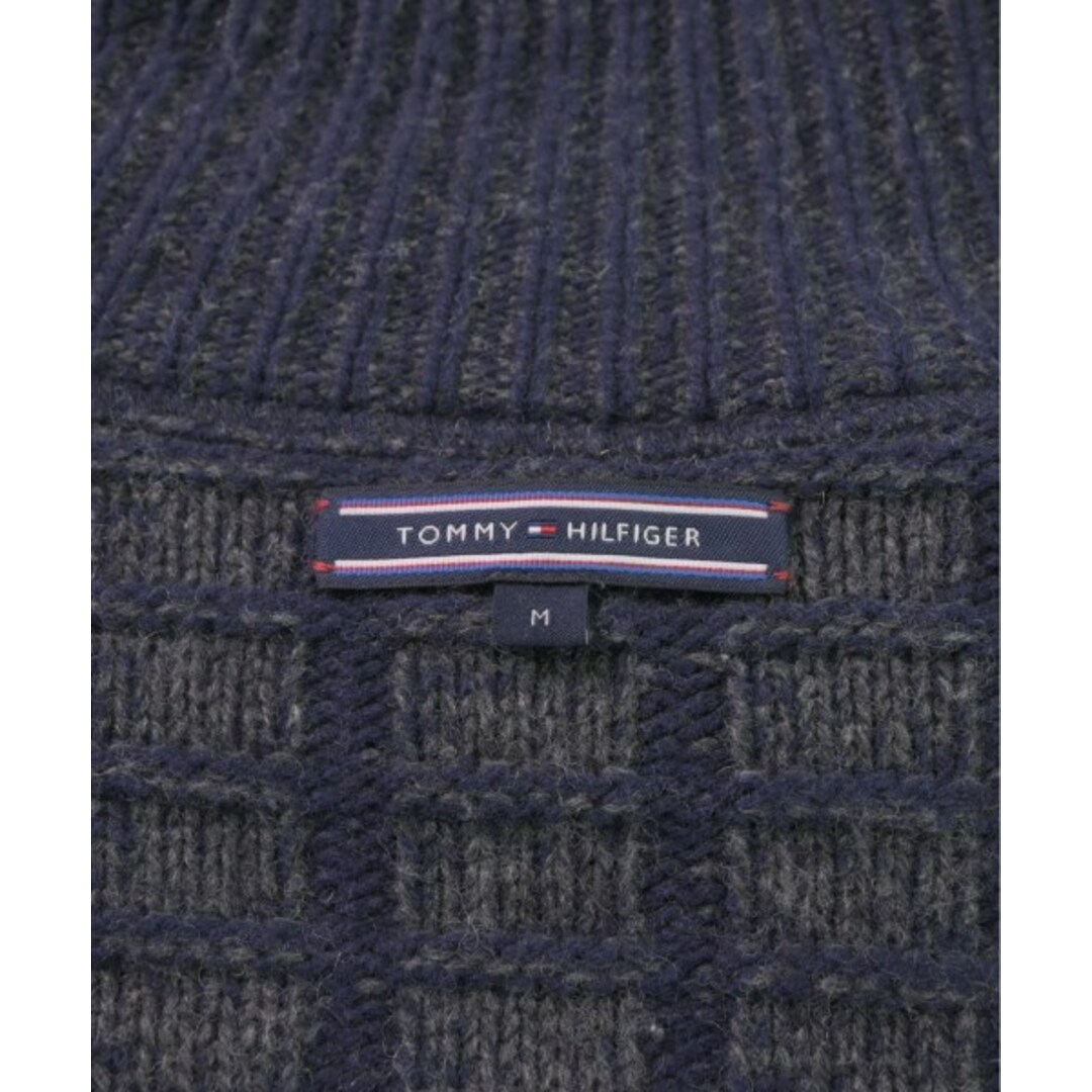 TOMMY HILFIGER(トミーヒルフィガー)のTOMMY HILFIGER カーディガン M 紺xグレー(チェック) 【古着】【中古】 メンズのトップス(カーディガン)の商品写真