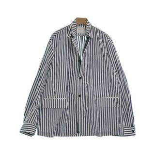 サカイ(sacai)のsacai サカイ カジュアルジャケット 3(L位) 紺x白(ストライプ) 【古着】【中古】(テーラードジャケット)