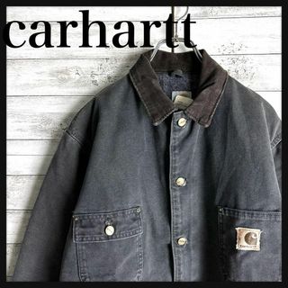 【超雰囲気系】Carhartt デトロイトジャケット レザーパッチ グレー 灰