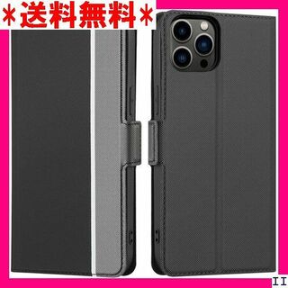 SN5 iPhone 15 pro ケース 手帳型 薄型 + ブラック 200(モバイルケース/カバー)