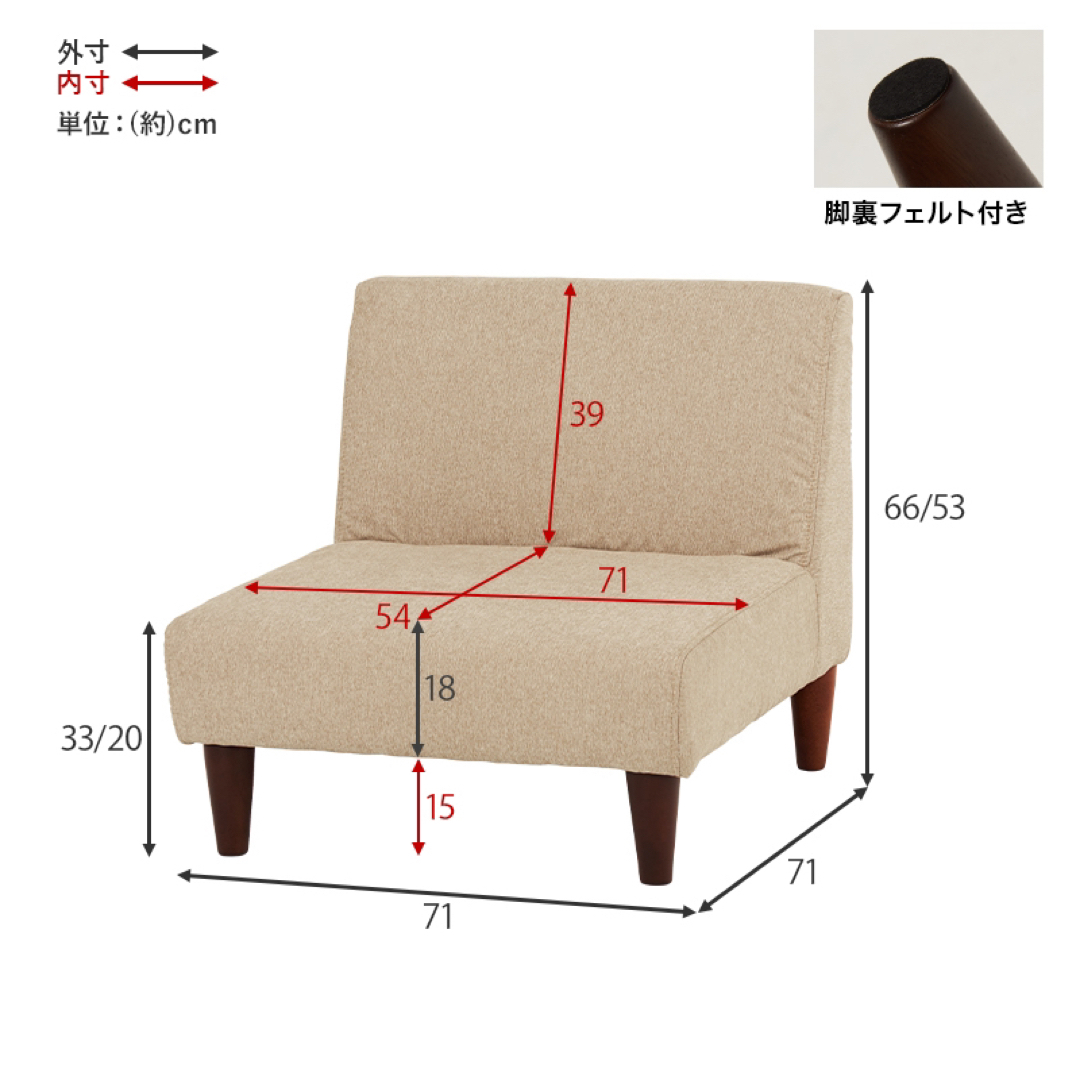 ソファ 1人掛け 組み替え自由 くつろぐ ゆったり フラットS-2S インテリア/住まい/日用品のソファ/ソファベッド(一人掛けソファ)の商品写真