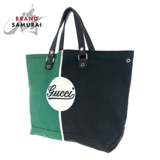 グッチ(Gucci)のGUCCI グッチ グリーン 緑 ブラック 黒 キャンバス 194465 トートバッグ ハンドバッグ メンズ 404179 【中古】(トートバッグ)