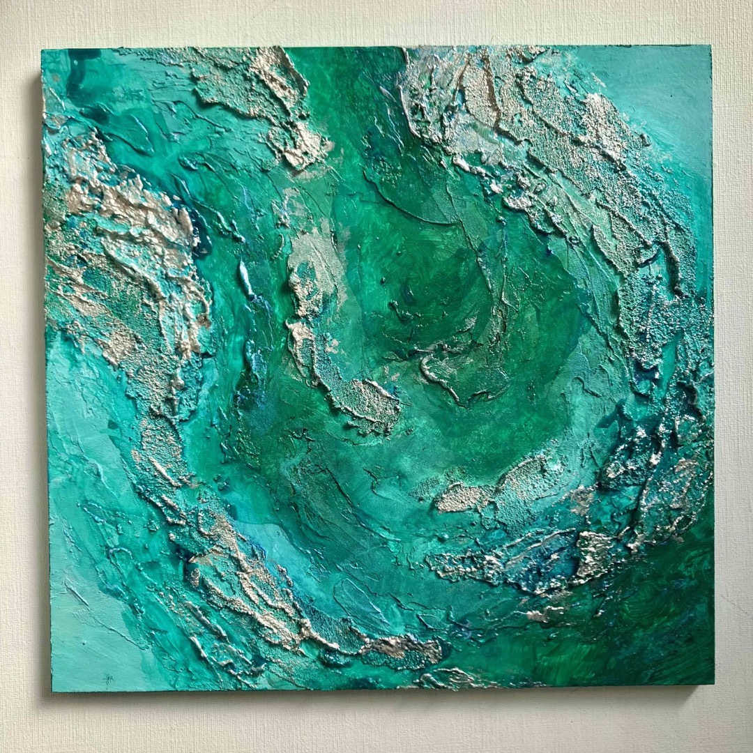 green shape渦*テクスチャーアート 絵画 原画 抽象画 海の通販 green shape渦*テクスチャーアート 絵画 原画 抽象画 海の通販