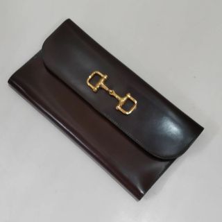 セリーヌ(celine)のオールドセリーヌ　ホースビット　長財布　クラッチバッグ　ブラウン　TJ75(財布)