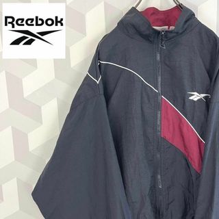 リーボック(Reebok)の【90s リーボック】サイズL 刺繍ロゴ ナイロンジャケット 黒 reebok(ナイロンジャケット)