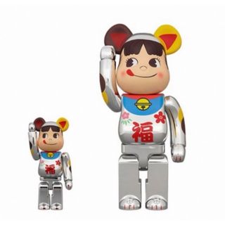 ベアブリック(BE@RBRICK)のBE@RBRICK 招き猫 ペコちゃん 福 銀メッキ 100% & 400%(キャラクターグッズ)