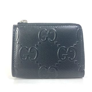 グッチ(Gucci)のグッチ GUCCI L字ファスナー 657571 GGエンボス 財布 小銭入れ コインケース レザー ブラック(コインケース/小銭入れ)