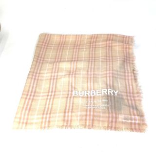 バーバリー(BURBERRY)のバーバリー BURBERRY ロゴ 8011095 チェック ストール ショール フリンジ マフラー カシミヤ ピンク/ベージュ(マフラー/ショール)