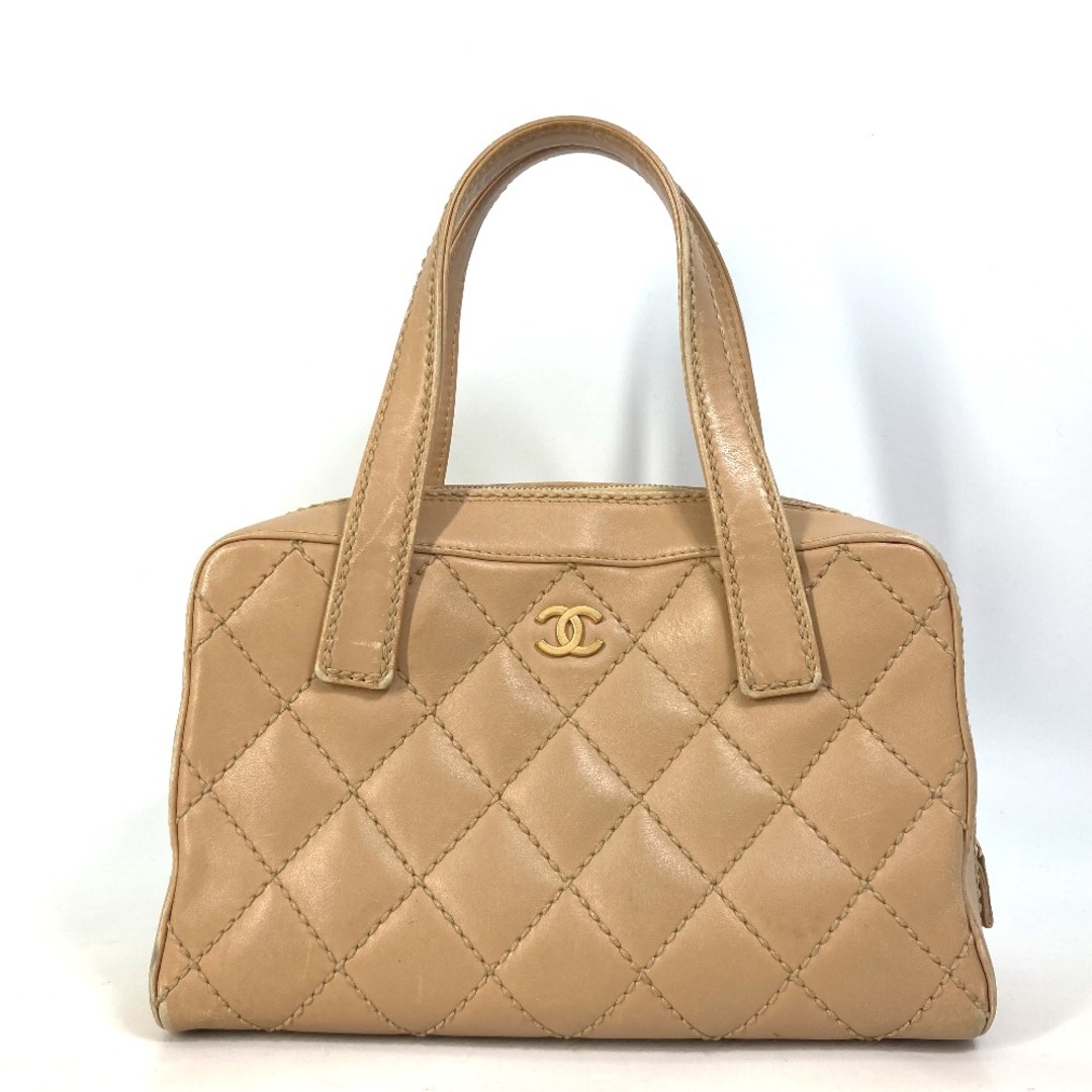 CHANEL(シャネル)のシャネル CHANEL ワイルドステッチ CC ココマーク ヴィンテージ ボストンバッグ ショルダーバッグ カバン ハンドバッグ レザー ベージュ レディースのバッグ(ハンドバッグ)の商品写真