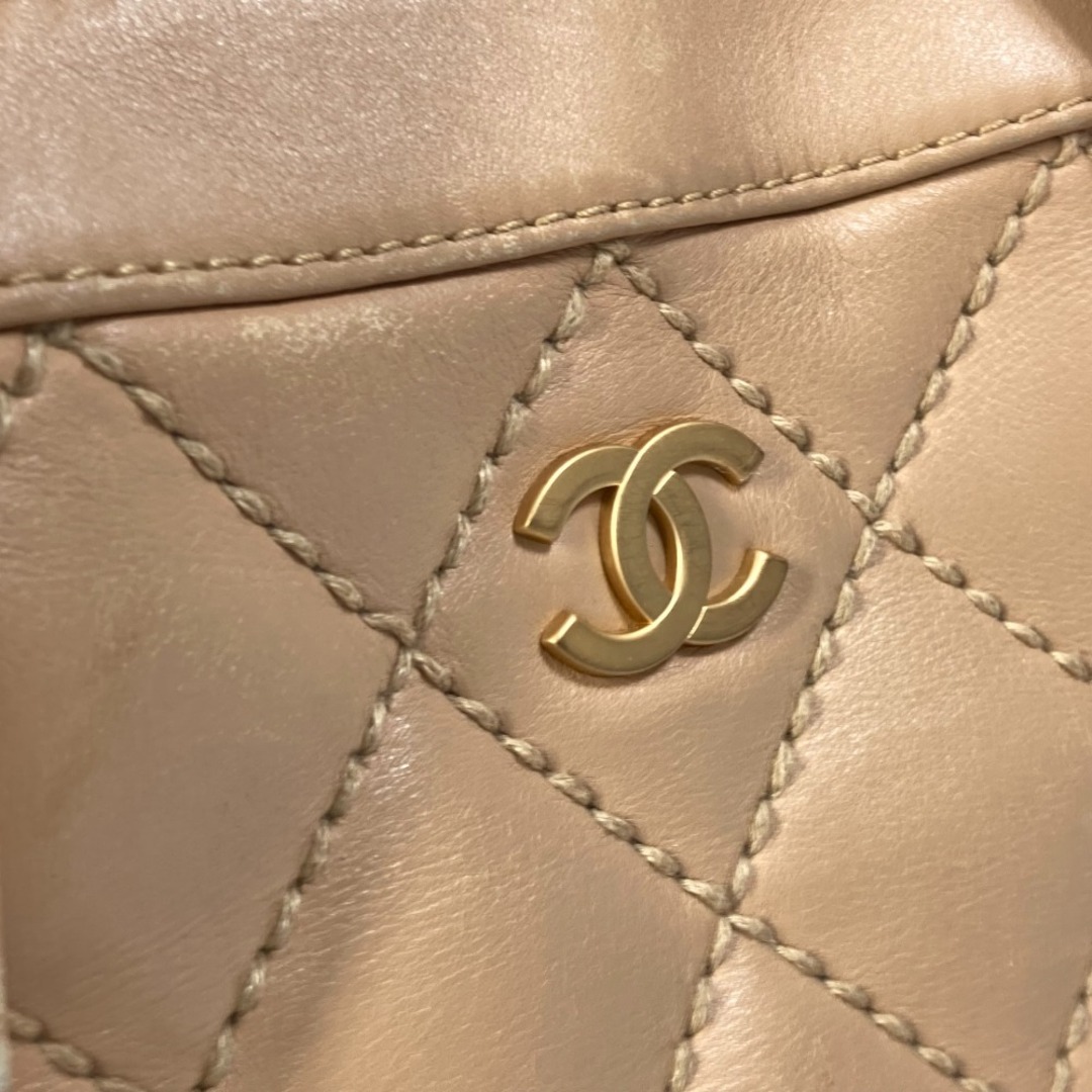 CHANEL(シャネル)のシャネル CHANEL ワイルドステッチ CC ココマーク ヴィンテージ ボストンバッグ ショルダーバッグ カバン ハンドバッグ レザー ベージュ レディースのバッグ(ハンドバッグ)の商品写真