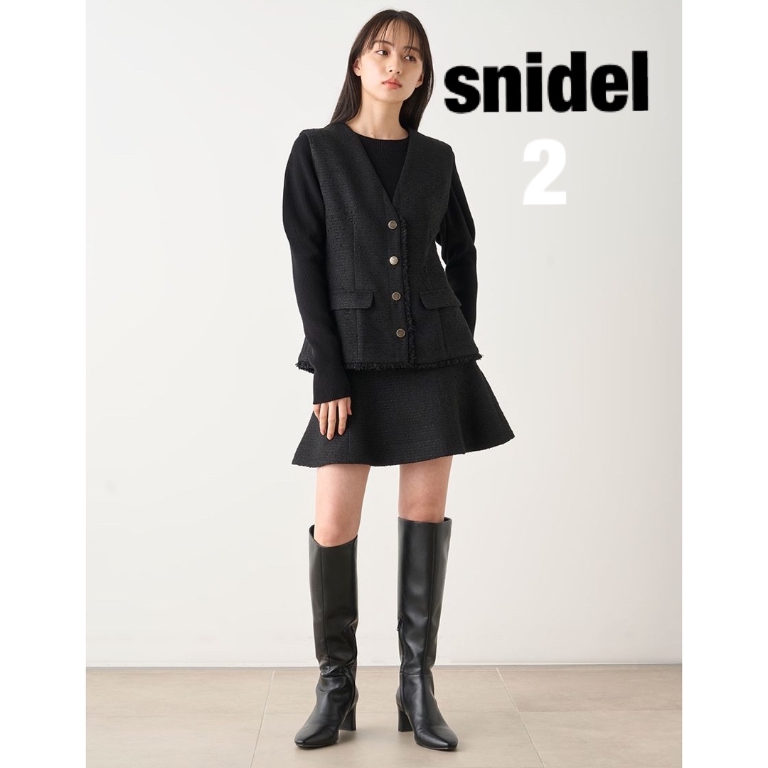 SNIDEL(スナイデル)のスナイデル　snidel ツイードミニスカート　ブラック　２　Ｌ★新品 レディースのスカート(ミニスカート)の商品写真