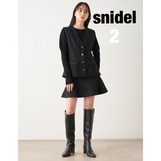 スナイデル(SNIDEL)のスナイデル　snidel ツイードミニスカート　ブラック　２　Ｌ★新品(ミニスカート)