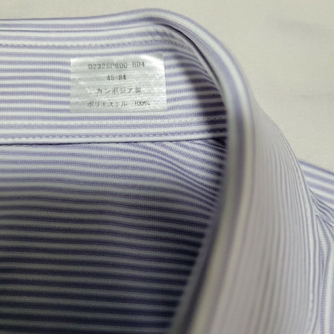 セブンプレミアムすごい楽チンエコ＆ドライ紫ストライプボタンダウンドレスシャツ メンズのトップス(シャツ)の商品写真