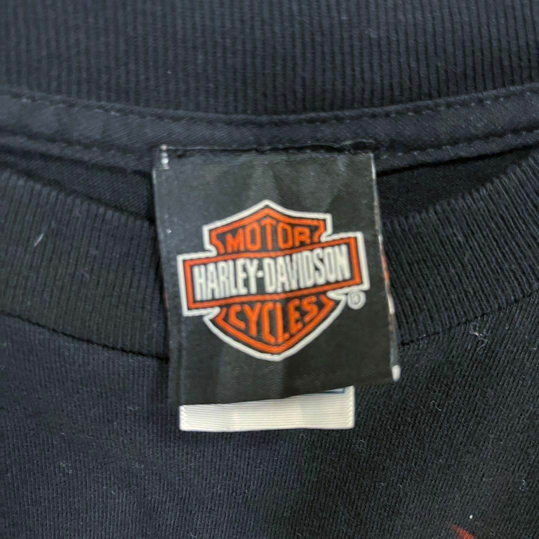 Harley Davidson(ハーレーダビッドソン)のアメリカ古着　ハーレーダビットソン長袖ファイヤーパターンバックプリントTシャツ黒 メンズのトップス(Tシャツ/カットソー(七分/長袖))の商品写真