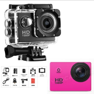 ✢新品✢ 高画質アクションカメラ SJ4000E　防水 ピンク(ビデオカメラ)